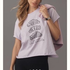 Jordan Nickson Croissant Graphic Tee Lilac Anthro Size L